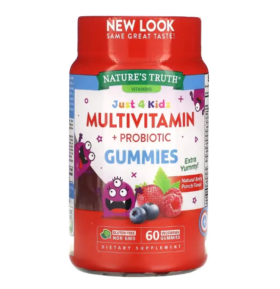 Vitaminas Multivitamínico + Probiótico Just 4 Kidz — 60 Gomas sabor Frutas Silvestres — Nature's Truth