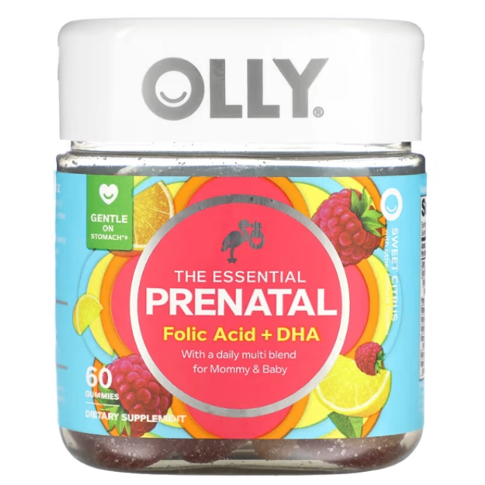 Vitaminas The Essential · Multivitamínico Pré-natal | com Ácido Fólico + DHA | 60 Gomas Sabor Cítrico Doce — OLLY