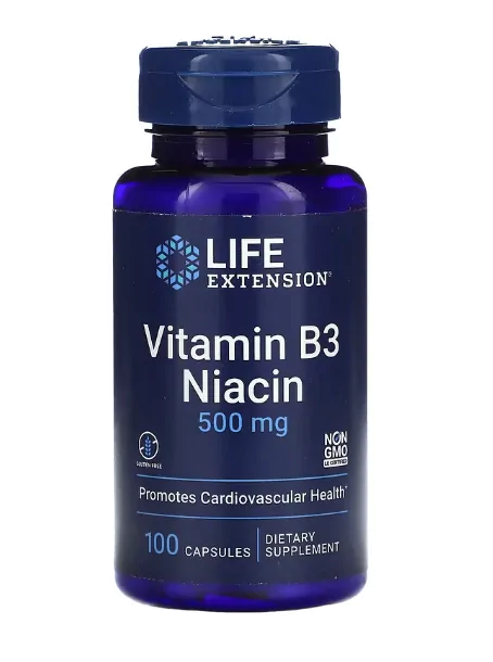 Vitaminas Vitamina B3 Niacina · 500mg | 100 Cápsulas — Life Extension