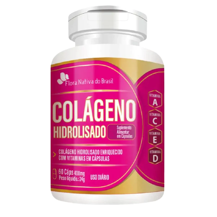 Colágeno Hidrolisado com Vitaminas 60 cápsulas — 400mg — Flora Nativa do Brasil