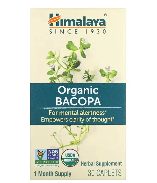 Vitaminas Bacopa Orgânica 500mg — 30 Cápsulas — Himalaya