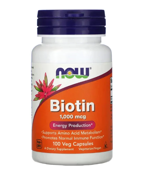Vitaminas Biotina · 1000mcg | 100 cápsulas — Now