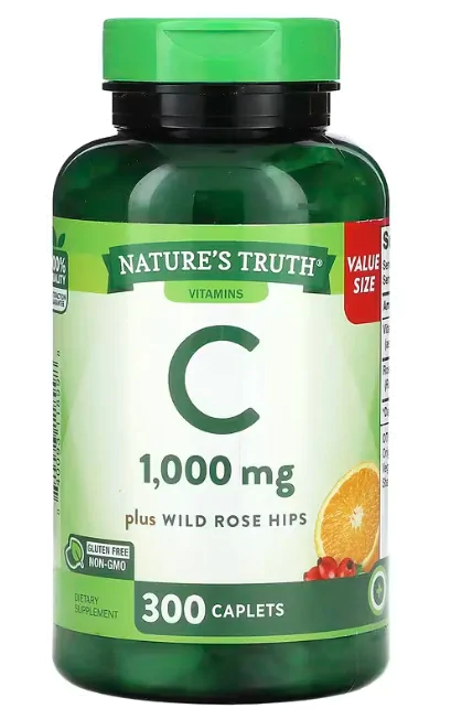 Vitaminas Vitamina C 1000mg e Rosa-Mosqueta Silvestre — 300 Cápsulas — Nature's Truth