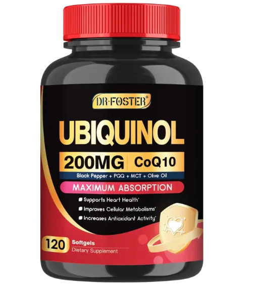 Vitaminas Ubiquinol · Coenzima CoQ10 200mg | Com Vitamina E | PQQ e Pimenta Preta | 120 Softgels — Dr Foster