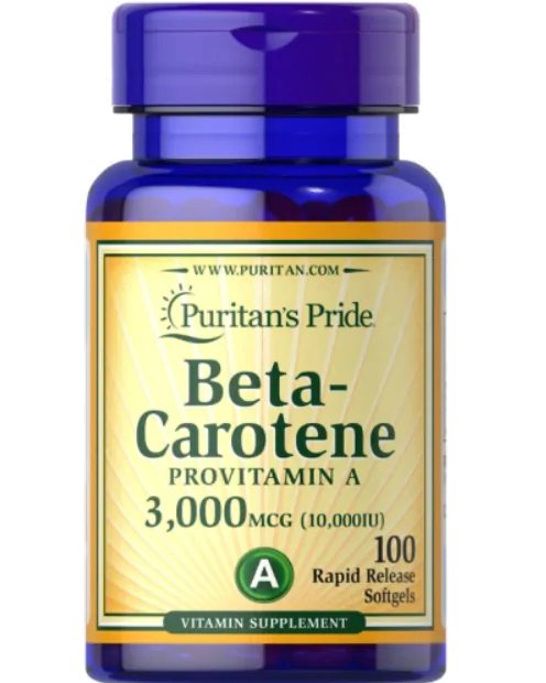 Vitaminas Beta Caroteno 3000mcg (10.000UI) — 100 Cápsulas — Puritan's Pride